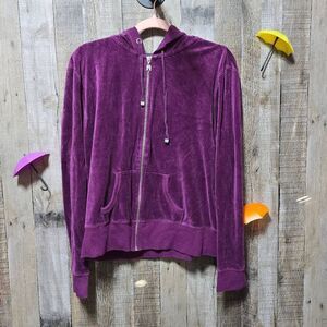 Victoria's Secret Y2K Purple Velour Jacket Hoodie